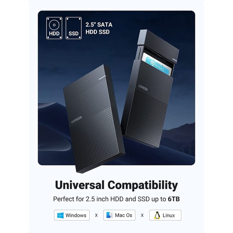 UGREEN 30725 USB 3.0 hộp đựng ssd + ổ cứng 2.5Inch kèm cáp micro B CM471