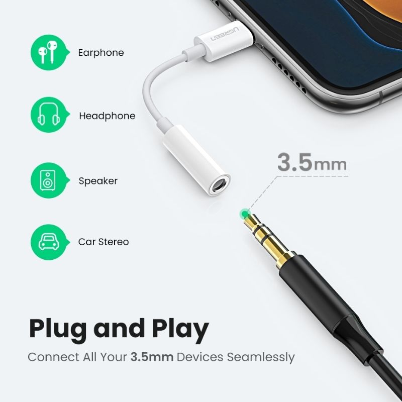 UGREEN 30759 Bộ chuyển đổi tai nghe iPhone 8 sang 3,5mm