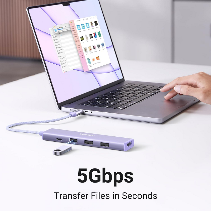 Ugreen 35582 Hub Revodok USB Type-C 5 trong 1 ra HDMI 4K@30Hz, USB 3.0, Sạc PD 100W cao cấp