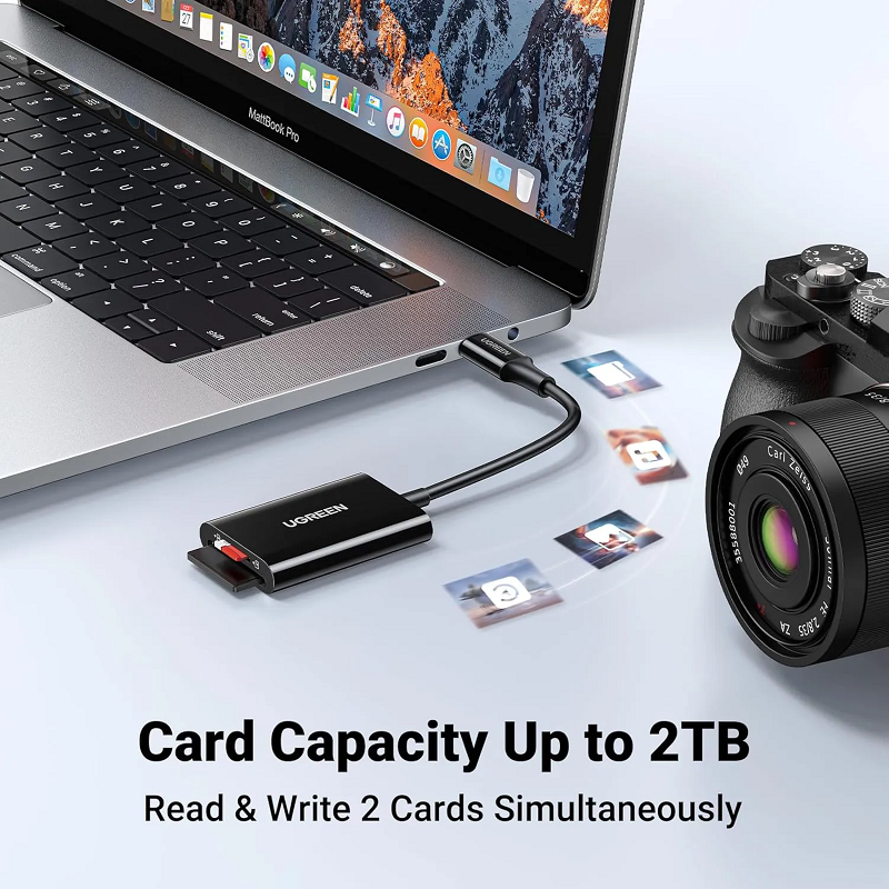 Ugreen 35622 Đầu đọc thẻ SD/TF USB 3.0 chuẩn Type-C cao cấp (hỗ trợ thẻ 2TB)