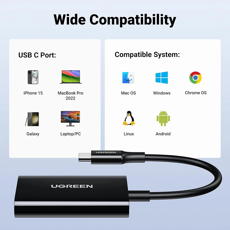 Ugreen 35622 Đầu đọc thẻ SD/TF USB 3.0 chuẩn Type-C cao cấp (hỗ trợ thẻ 2TB)