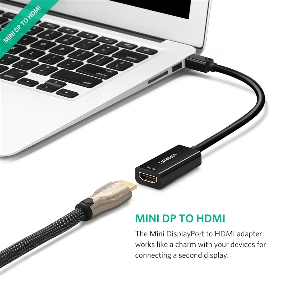 Ugreen 40360, Cáp chuyển đổi Mini Displayport to HDMI hỗ trợ 4Kx2K Cao Cấp Chính Hãng