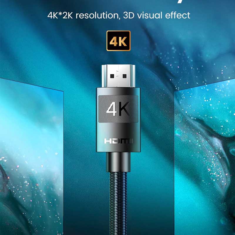 Ugreen 40401 Dây, Cáp HDMI 2.0 dài 2M bọc nylon hỗ trợ độ phân giải 4K@60Hz cao cấp