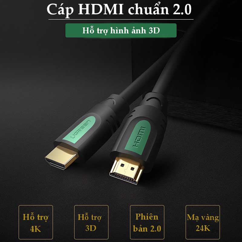 Ugreen 40461 Cáp HDMI 2.0 dài 1,5M hỗ trợ 4Kx2K chính hãng cao cấp