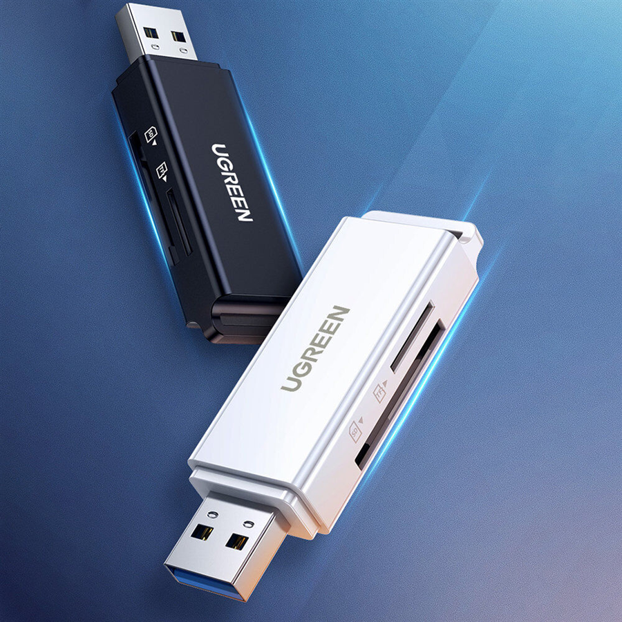 Ugreen 40752, Đầu Đọc Thẻ Nhớ SD/TF USB 3.0 Màu Đen Cao Cấp