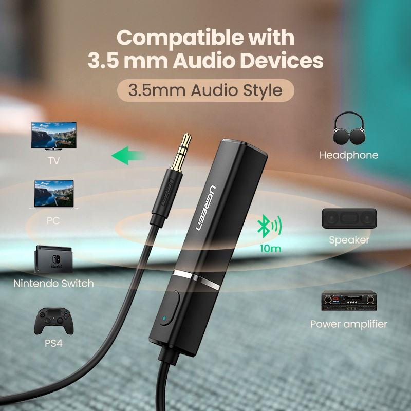 Ugreen 40761,Bộ thu phát Bluetooth 5.0 có Jack 3,5mm Hỗ Trợ APTX Chính Hãng