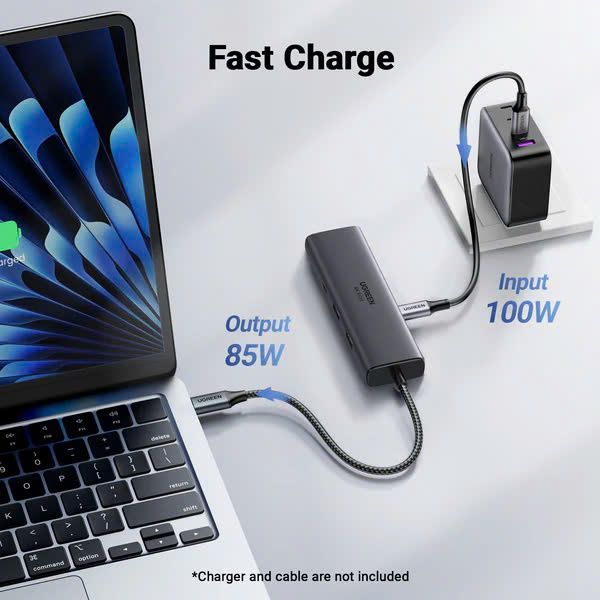 Ugreen 45000 Hub USB-C Đa Năng 6 Trong 1, HDMI+2*USB-A 3.2+1*USB 3.2 C+RJ45+ 100W PD cao cấp