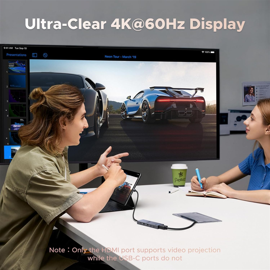 UGREEN 45363 Revodok Pro Bộ chia 6in1 USB-C sang HDMI 4K 60Hz, PP 100W, 2 USB-A và 2 USB-C 10Gbps