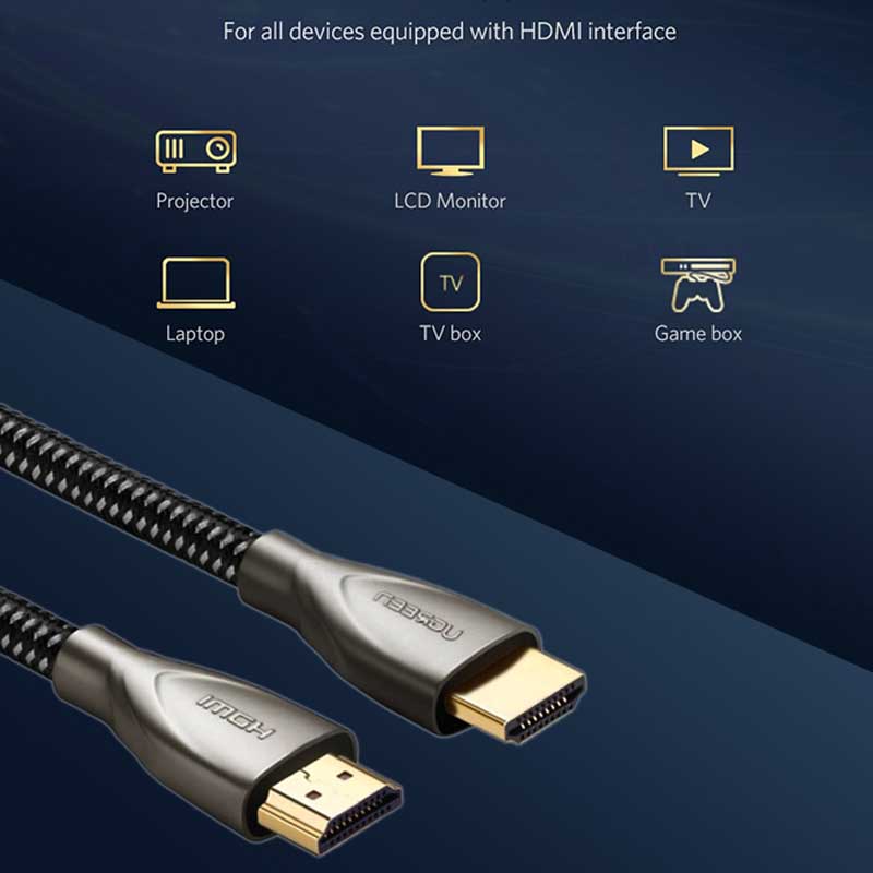 Ugreen 50106 Cáp hợp kim kẽm sợi carbon UGREEN HDMI 2.0 4K dài 1m (Xám) cao cấp