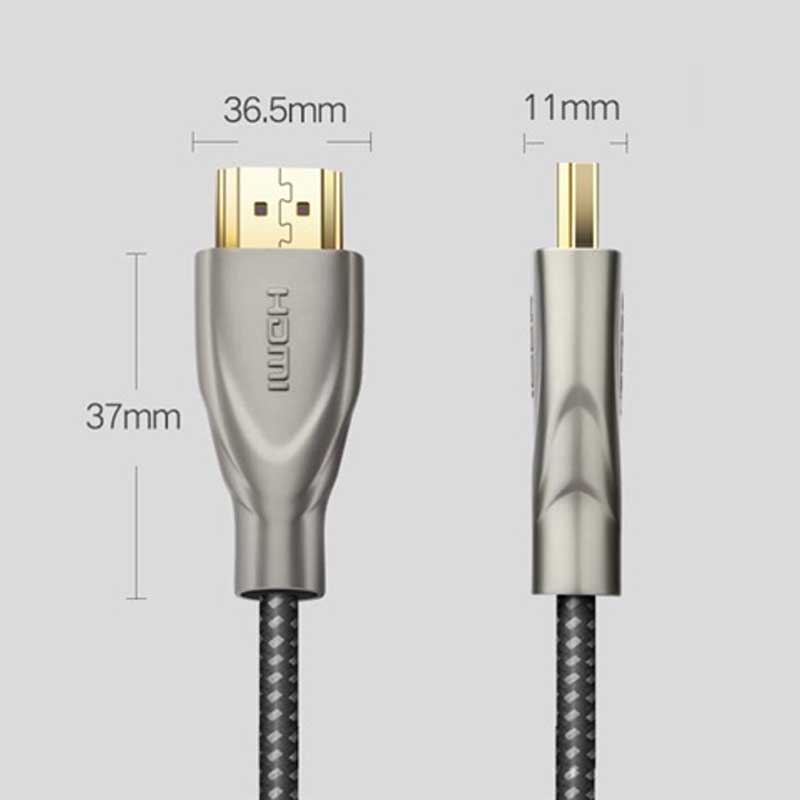 Ugreen 50107 Cáp hợp kim kẽm sợi carbon UGREEN HDMI 2.0 4K dài 1,5m (Gray) chính hãng