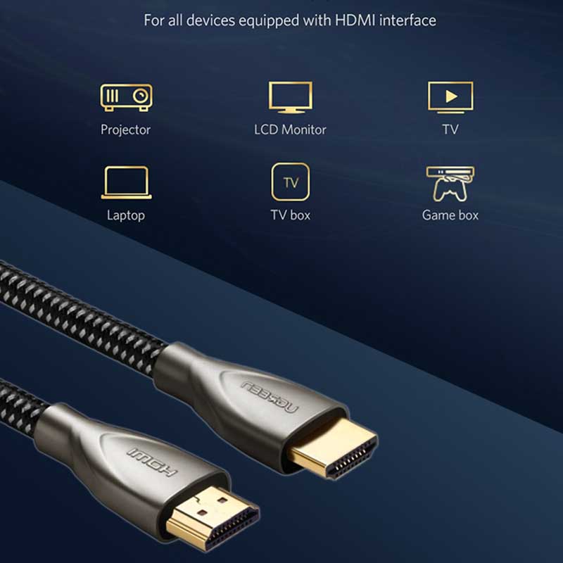 Ugreen 50109 Cáp hợp kim kẽm sợi carbon UGREEN HDMI 2.0 4K dài 3m (Gray) chính hãng