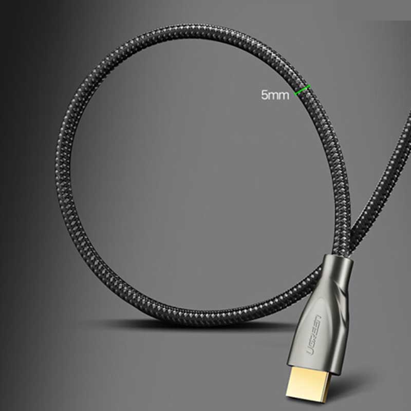 Ugreen 50112 Cáp hợp kim kẽm sợi carbon UGREEN HDMI 2.0 4K dài 10m (Gray) mạ vàng cao cấp