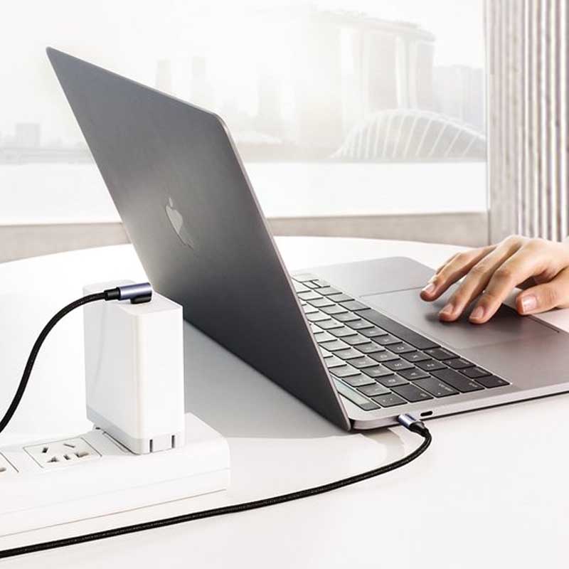 Ugreen 50125 UGREEN USB-C to Angled USB 2.0 C M/M Cáp Tròn Vỏ Nhôm Mạ Niken 2m (Xám Đen)