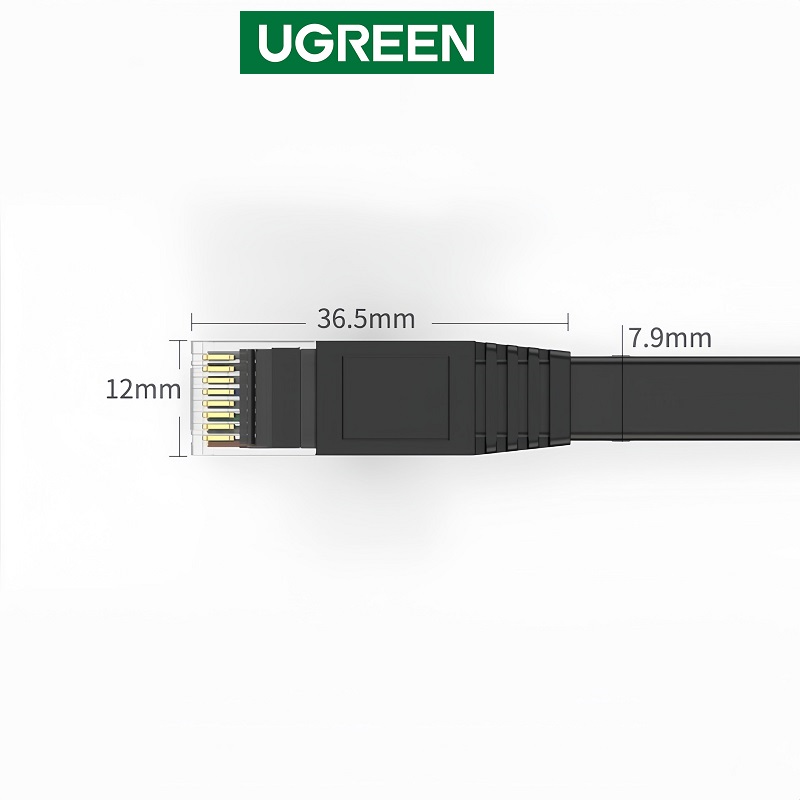 Ugreen 50175 cáp mạng dẹt đúc sẵn Cat6 dài 3M màu đen chính hãng