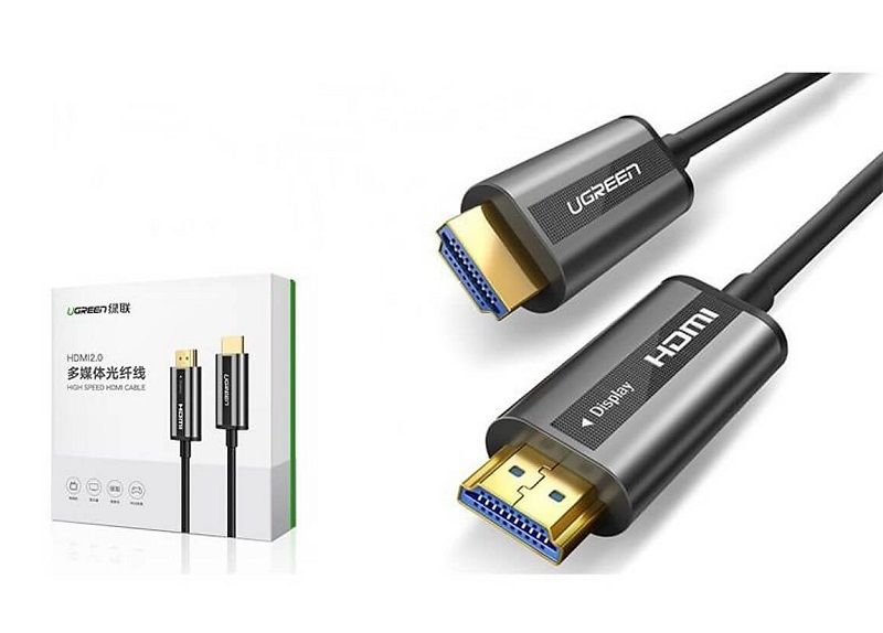 Ugreen 50218 Cáp HDMI 2.0 sợi quang hợp kim kẽm 40m hỗ trợ 4K/60Hz chính hãng