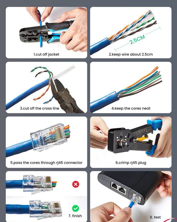 Ugreen 50246,  Đầu bấm mạng mạng RJ45 chuẩn Cat5e Cao Cấp Hộp 100 Chiếc