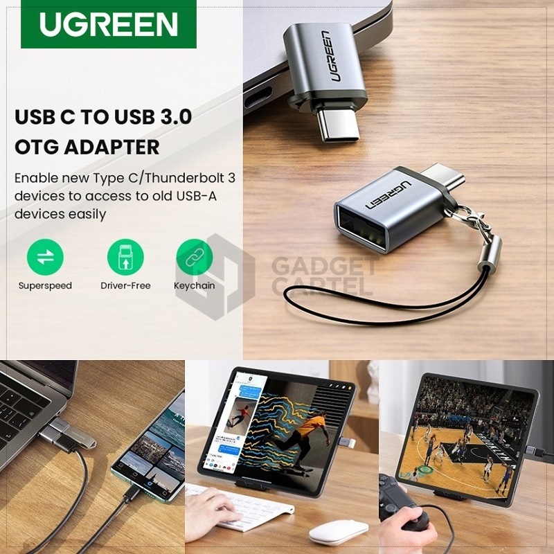 Ugreen 50283 Cáp chuyển đổi UGREEN Type C sang USB 3.0 A có dây buộc  màu xám