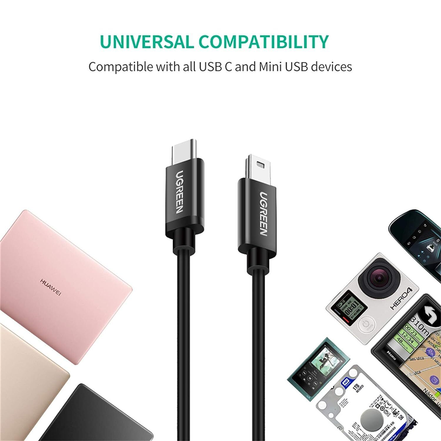 Ugreen 50445 Dây, Cáp USB-C to Mini USB Dài 1M chính hãng