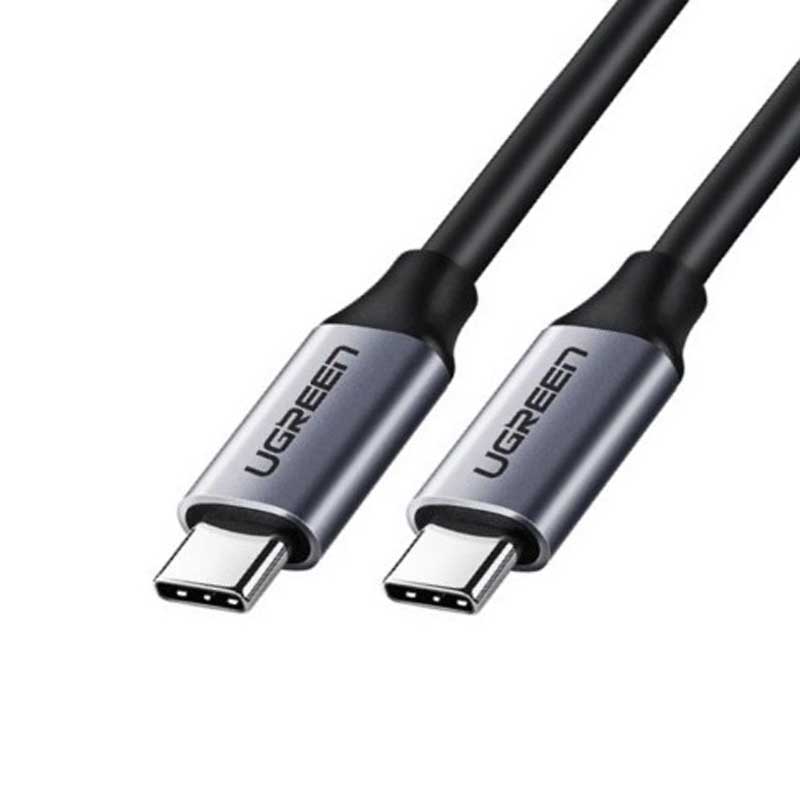 Ugreen 50450 Cáp tròn UGREEN USB-C to USB-C 3.1 Gen 1 5Gbps M/M Vỏ nhôm 2m (Xám-Đen)