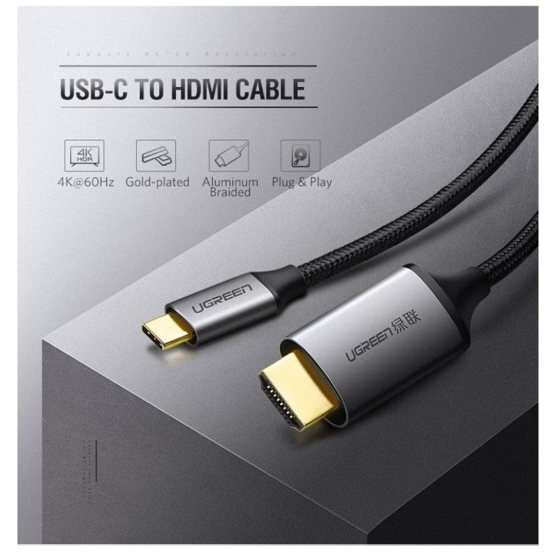 UGREEN 50570 Cáp USB Type-C to HDMI hỗ trợ 4K@60Hz dài 1,5m chính hãng