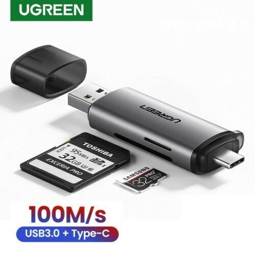 Ugreen 50706,Đầu đọc thẻ nhớ SD/TF chuẩn USB Type C và USB 3.0 Chính hãng Cao Cấp