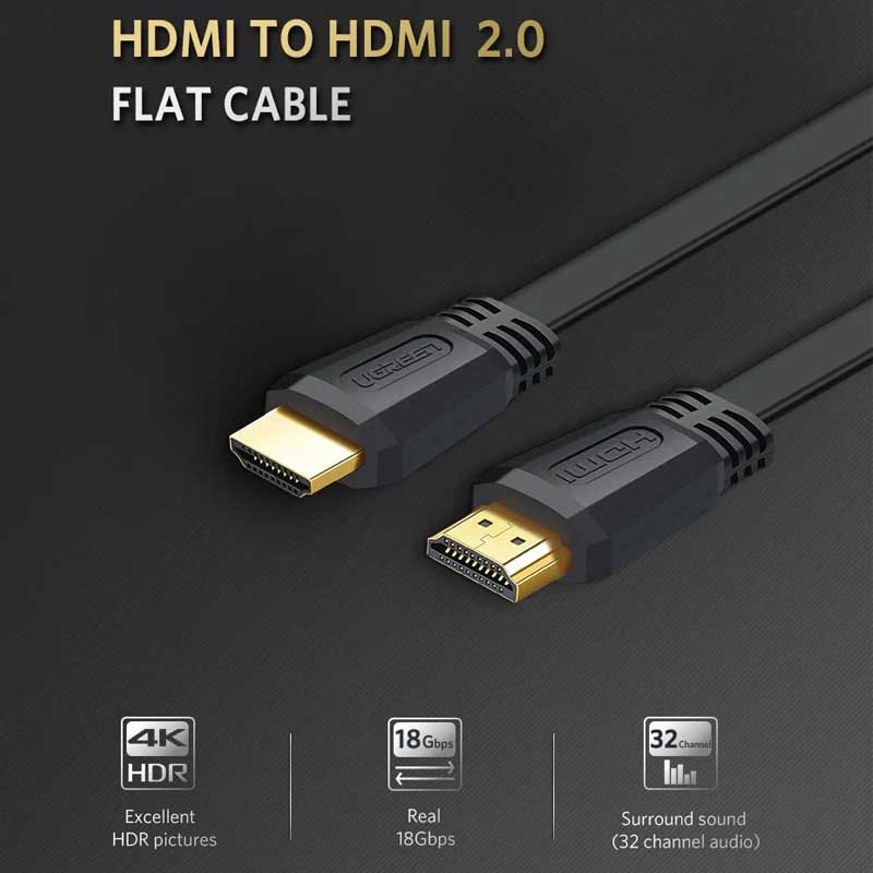 Ugreen 50820 Dây, Cáp HDMI 2.0 dẹt dài 3M Ugreen 4K60Hz cao cấp