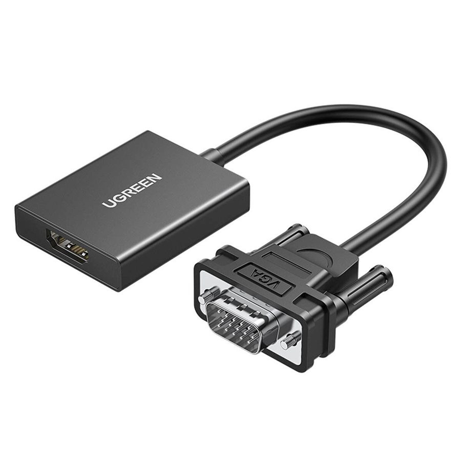 Ugreen 50945, Cáp chuyển đổi VGA sang HDMI+Audio 1080P@60Hz Cao Cấp