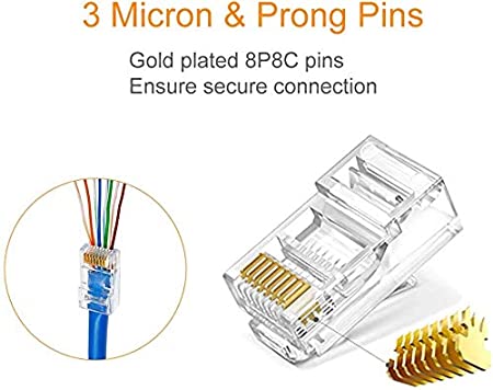 Ugreen 50961, Đầu bấm mạng RJ45 Cat6 Cao Cấp (Túi 10 cái)