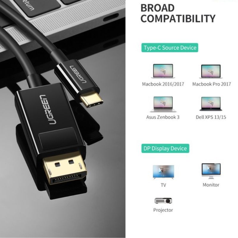 UGREEN 50994 Cáp chuyển USB Type-C to Displayport dài 1.5m