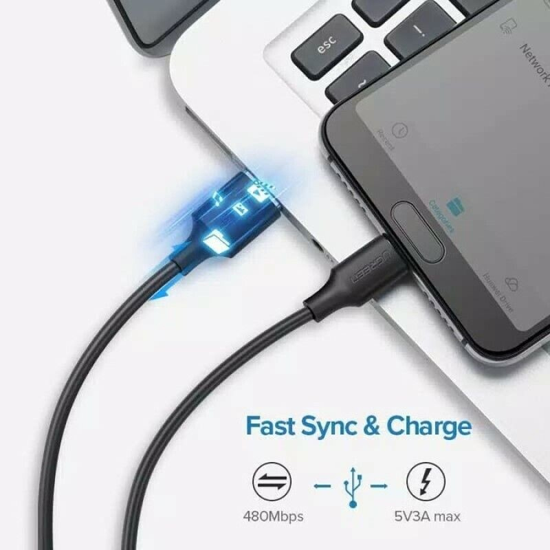 Ugreen 60119 Cáp UGREEN USB-A 2.0 to USB-C Mạ Niken 0.25m (Trắng) cao cấp