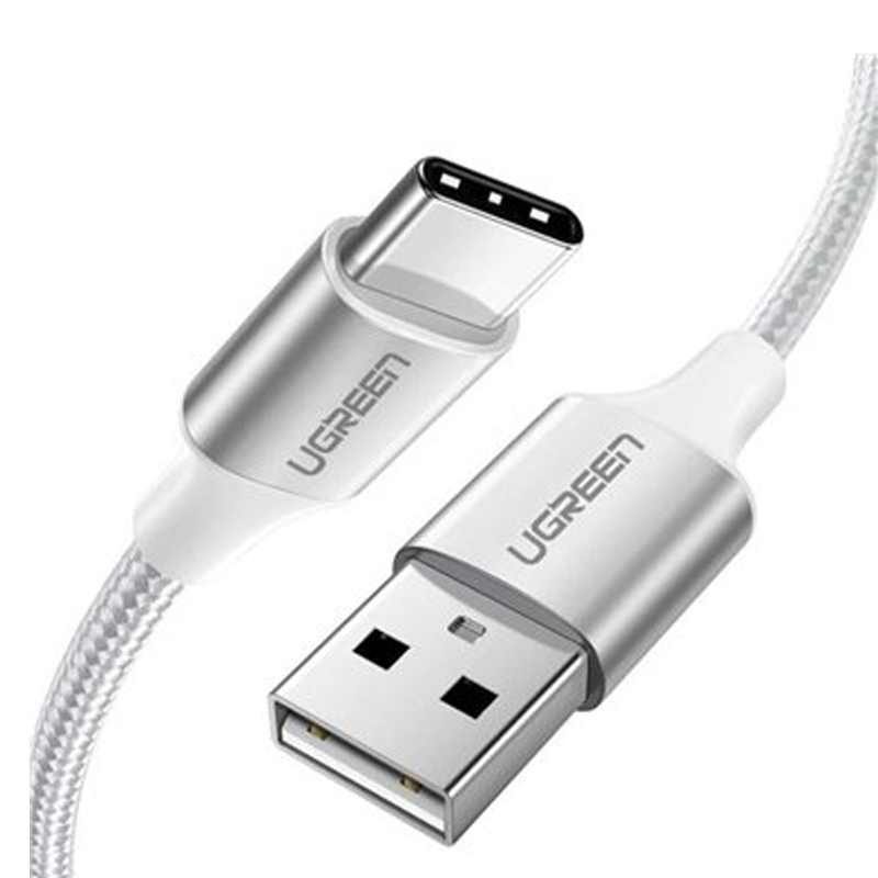 Ugreen 60123  Cáp UGREEN USB-A 2.0 to USB-C Mạ Niken 2m (Trắng) cao cấp