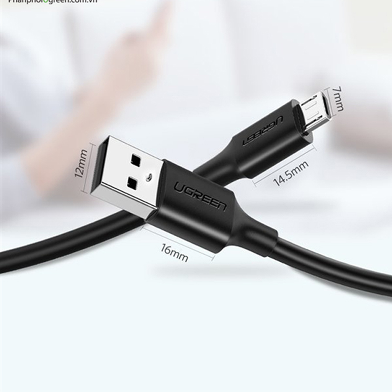 Ugreen 60138  Cáp UGREEN USB 2.0 A to Micro USB Mạ Niken 2m (Đen) chính hãng