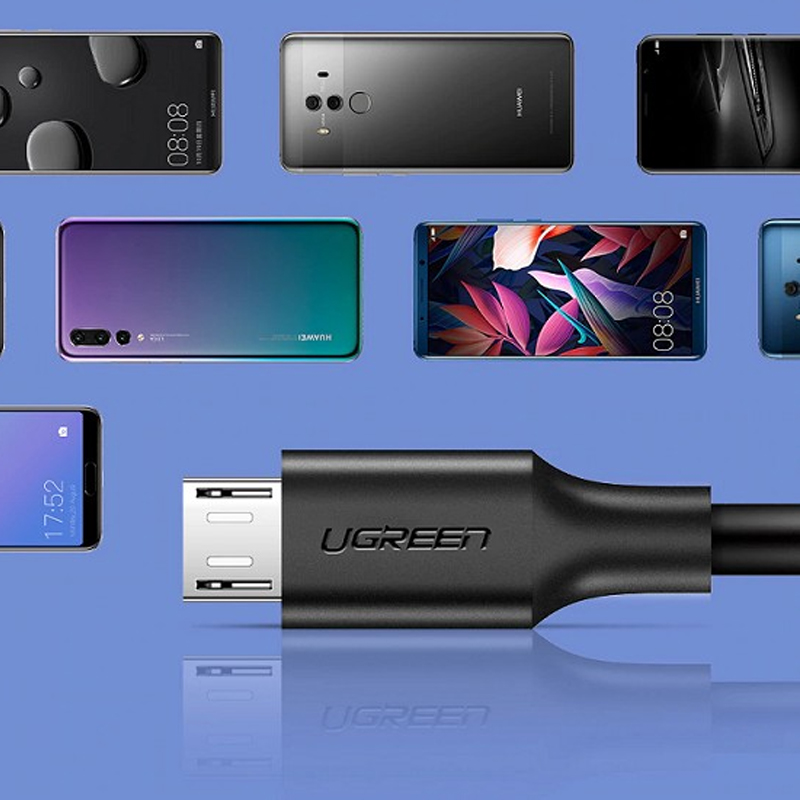 Ugreen 60138  Cáp UGREEN USB 2.0 A to Micro USB Mạ Niken 2m (Đen) chính hãng
