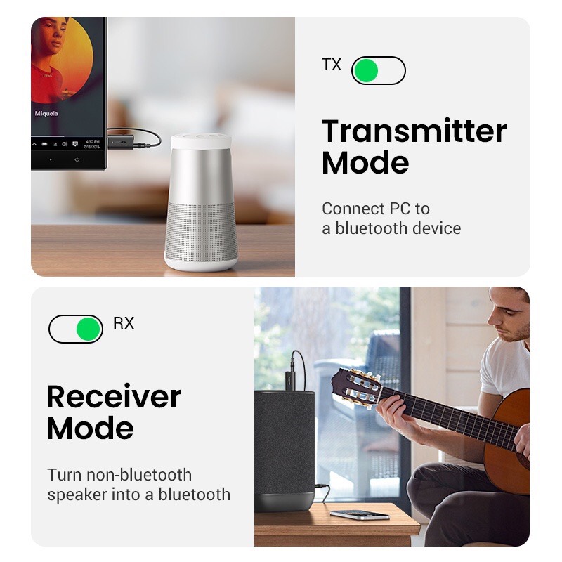 Ugreen 60300 Bộ nhận, phát tín hiệu âm thanh qua Bluetooth 5.1 (Tranmitter/Receiver)