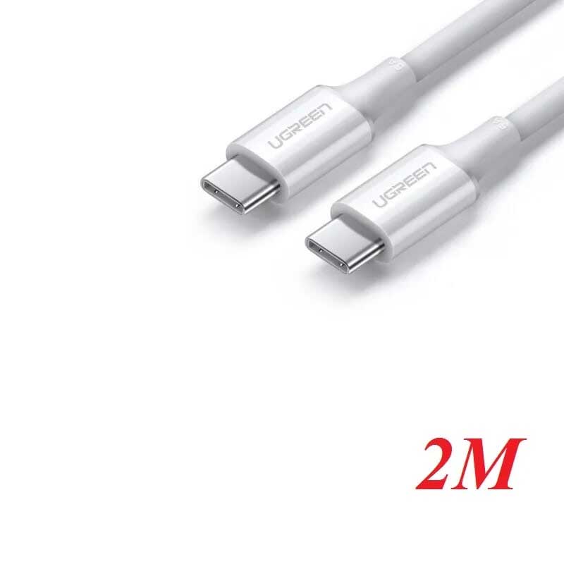 Ugreen 60552 UGREEN Type C Male to Type C Male 2.0 5A Data Cable Trắng 2M chính hãng