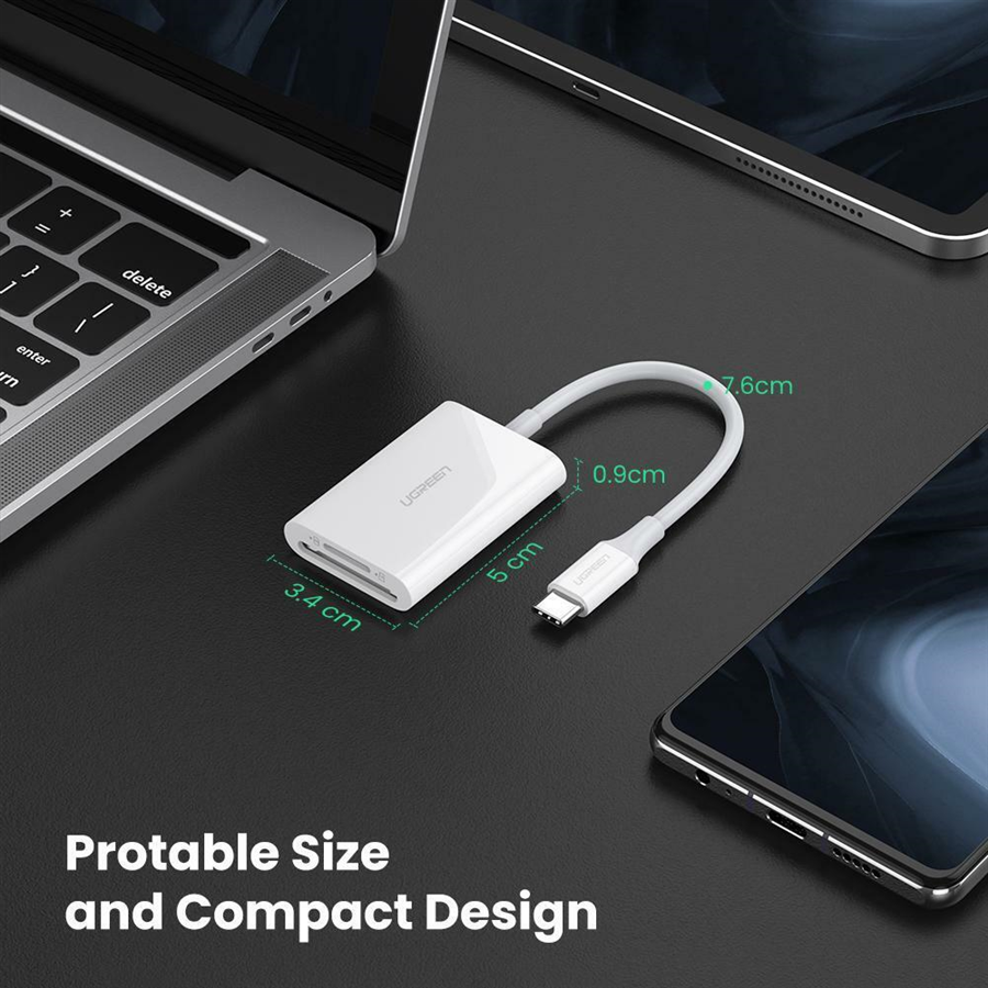 Ugreen 60724,Đầu đọc thẻ SD/TF 4.0 USB Type-C Chính hãng Cao Cấp