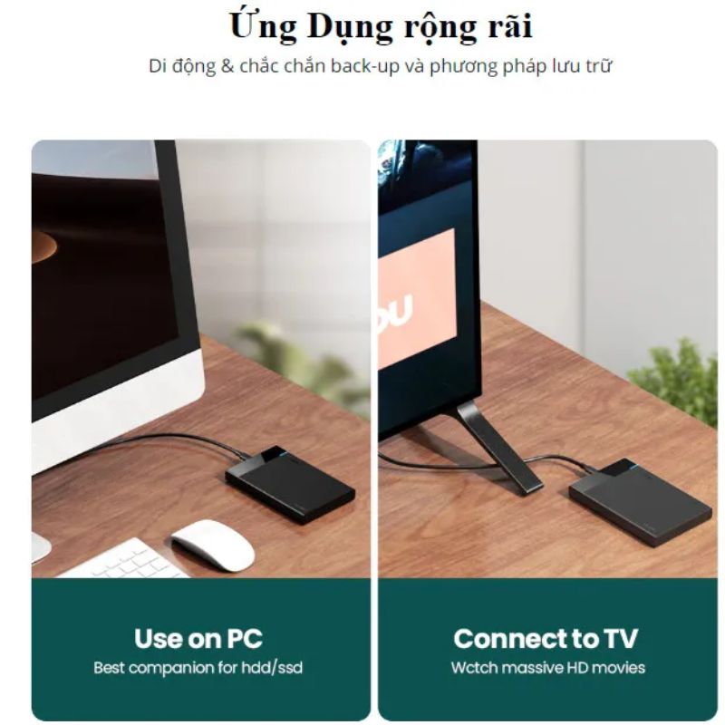 UGREEN 60735 Hộp box đựng ổ cứng 2,5 inch USB-C Sata 5Gbps cao cấp (hỗ trợ 6TB)