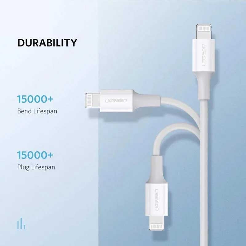 Ugreen 60746 Cáp USB-C to Lightning UGREEN 0.25m (Trắng) chính hãng