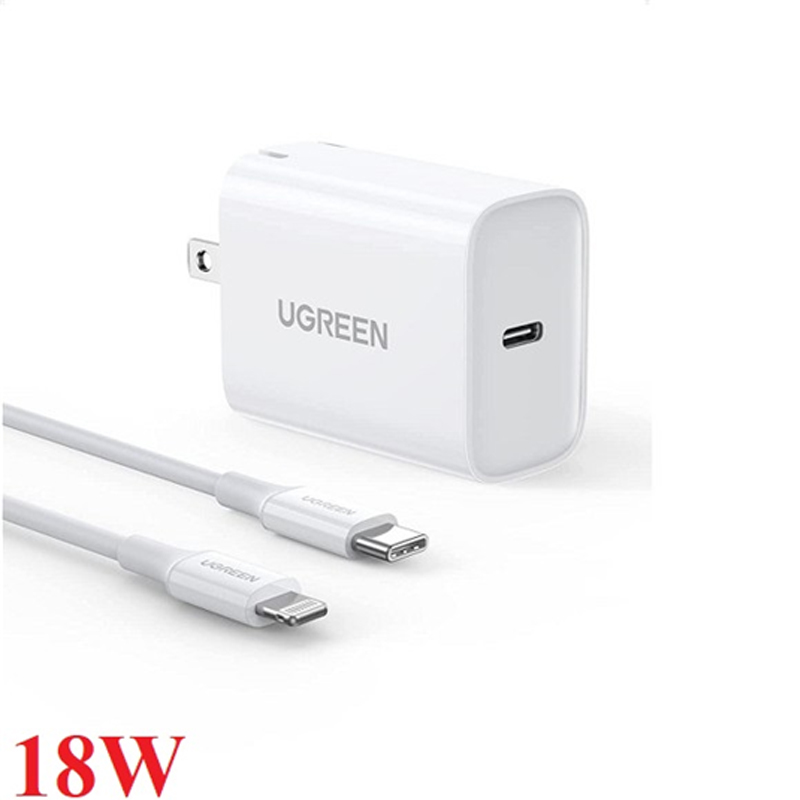 Ugreen 70293 Bộ sạc nhanh UGREEN PD US + Cáp USB-C to Lightning 1m chính hãng