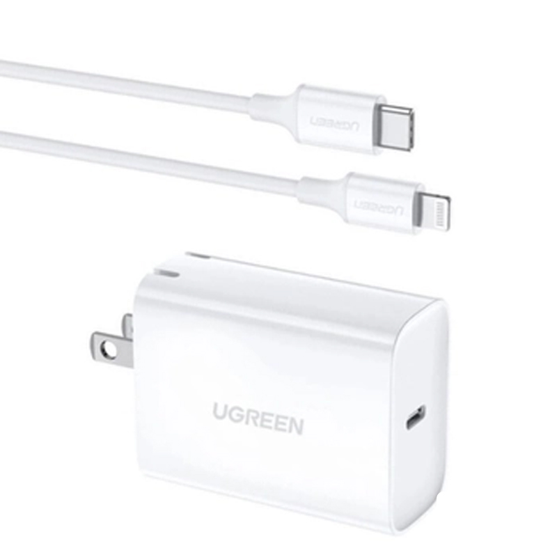 Ugreen 70293 Bộ sạc nhanh UGREEN PD US + Cáp USB-C to Lightning 1m chính hãng