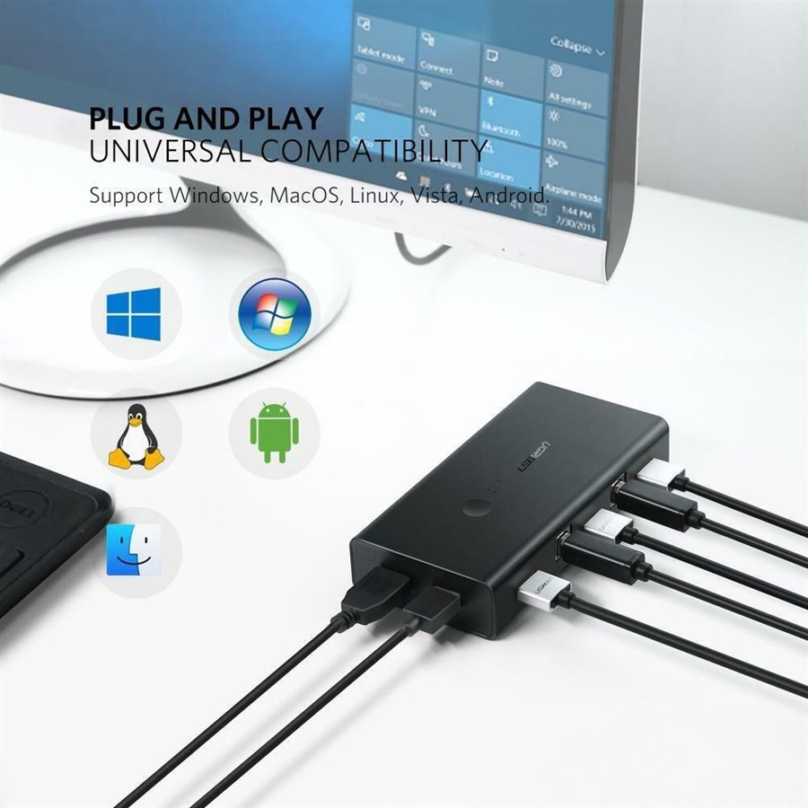 Ugreen 70439, Bộ gộp KVM Switch 4 vào 1 HDMI 2.0 hỗ trợ 4K/60Hz Chính Hãng