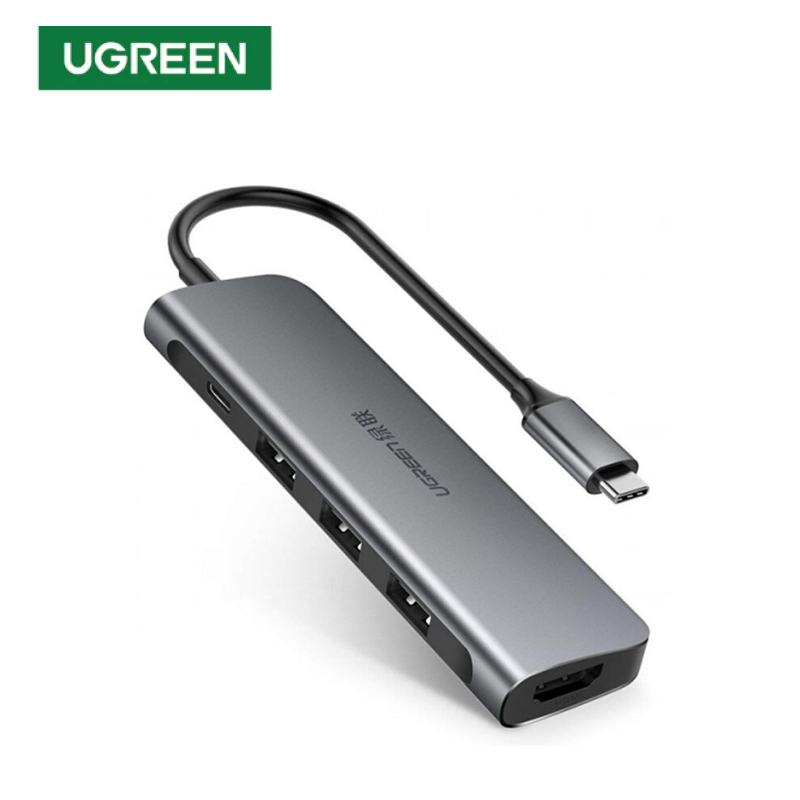 Ugreen 70495 Bộ chuyển đổi nguồn UGREEN USB Type C sang USB 3.0*3 + HDMI + PD 4K@60Hz