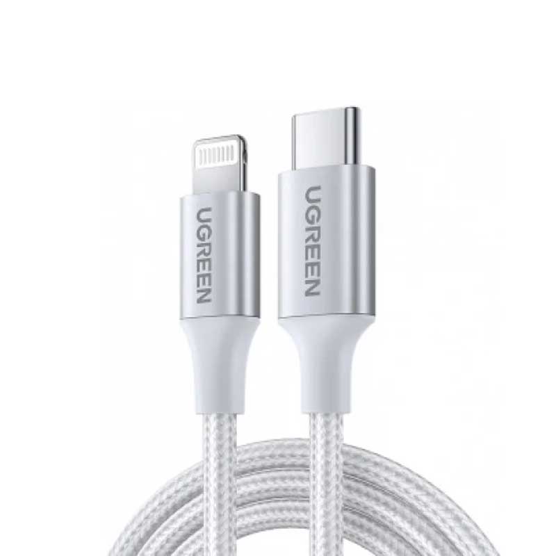 Ugreen 70524 Cáp UGREEN USB-C to Lightning M/M vỏ nhôm bện 1.5m (Bạc)