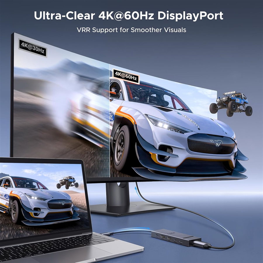 UGREEN 75244 Revodok Pro 6 trong 1 USB-C Hub sang DisplayPort 4K 60Hz, USB-A và USB-C 3.2 , PD 100W