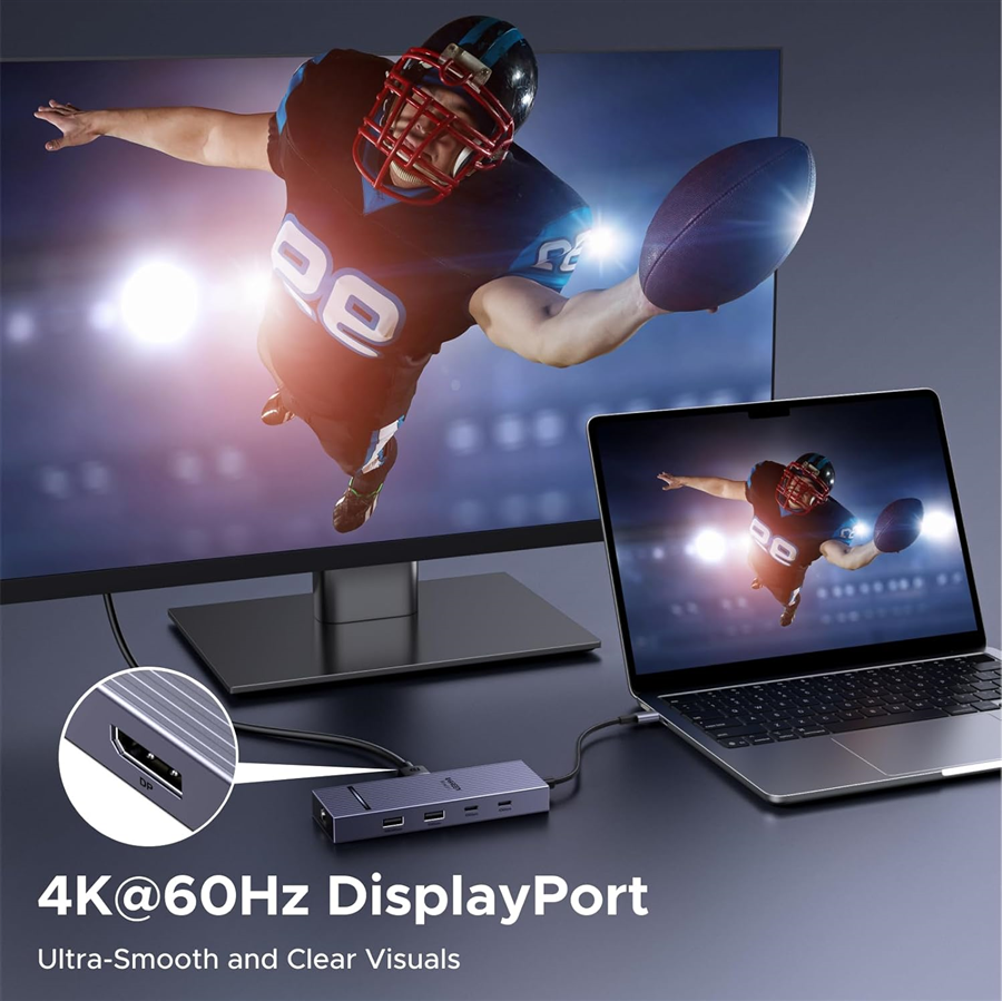 UGREEN 75774 Revodok Pro 7in1 Hub USB-C sang DisplayPort 4K 60Hz, PD 100W, 10Gbps USB-A, USB-C 3.2