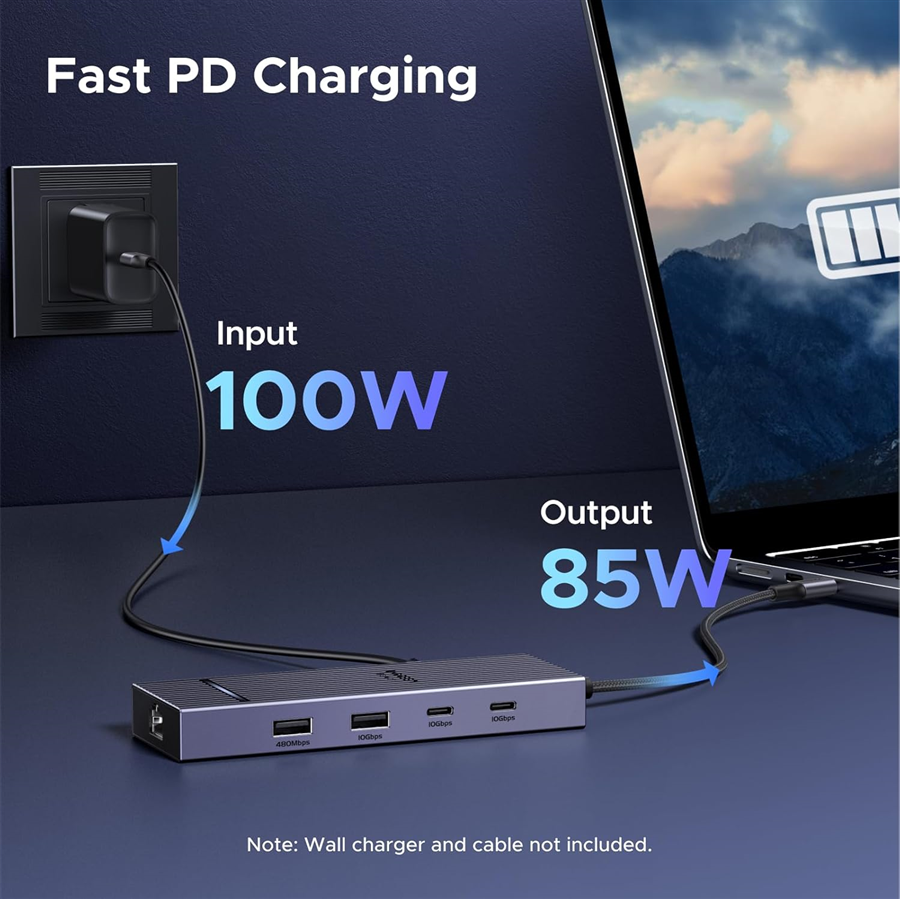 UGREEN 75774 Revodok Pro 7in1 Hub USB-C sang DisplayPort 4K 60Hz, PD 100W, 10Gbps USB-A, USB-C 3.2