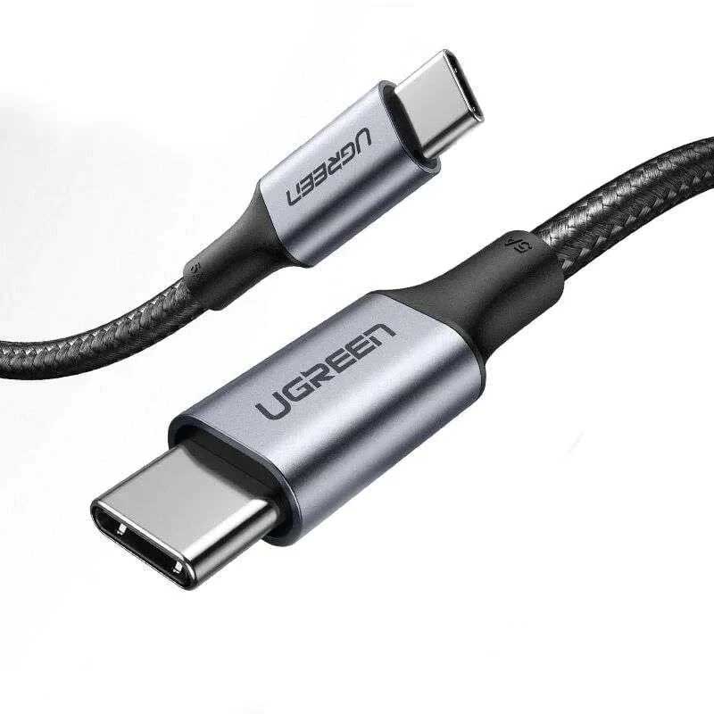 Ugreen 80150 Cáp bện UGREEN USB-C 3.1 M/M Gen2 5A 1m (Đen) cao cấp