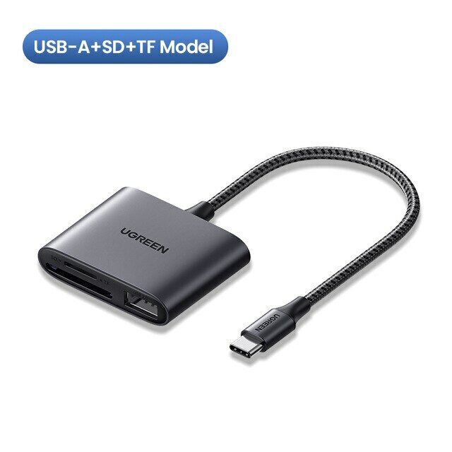 Ugreen 80798,Đầu đọc thẻ SD/TF kèm OTG chuẩn USB 3.1 Type-C Chính hãng Cao Cấp