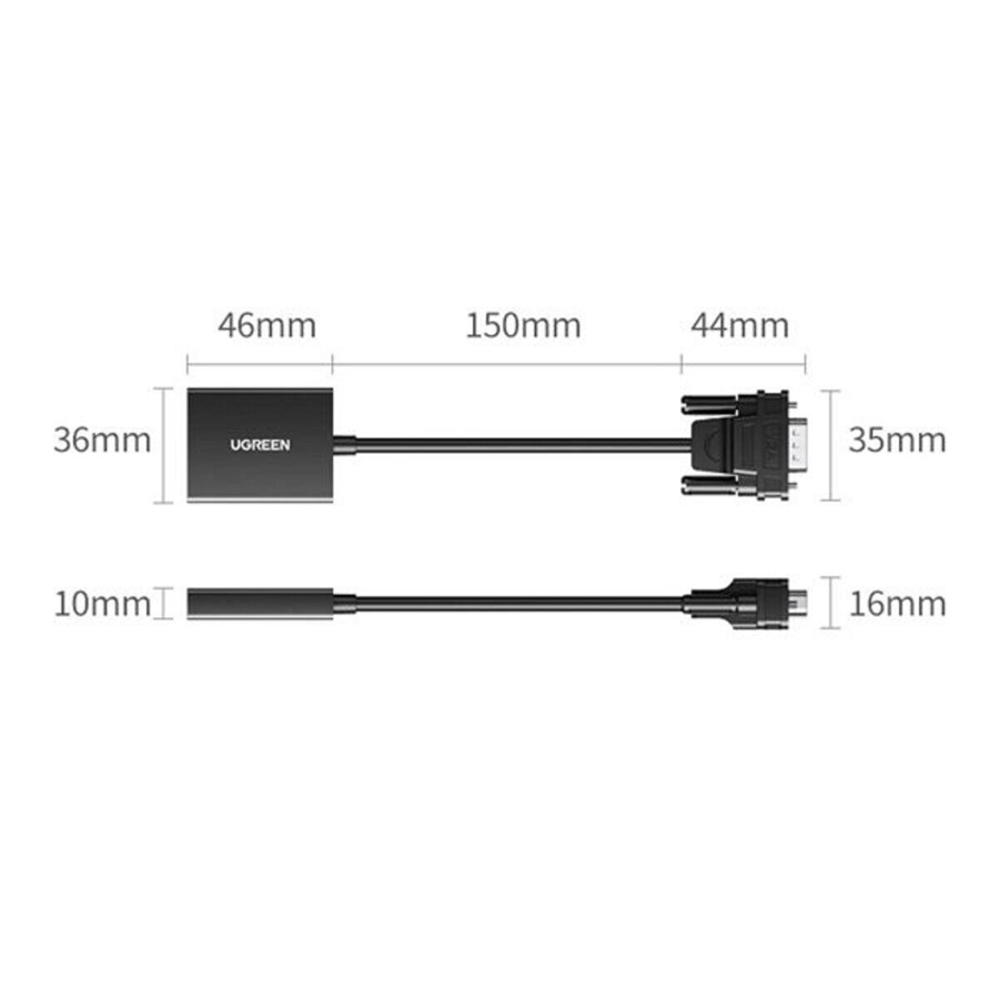 Ugreen 90813, Cáp chuyển HDMI to VGA hỗ trợ nguồn Cao Cấp Chính Hãng