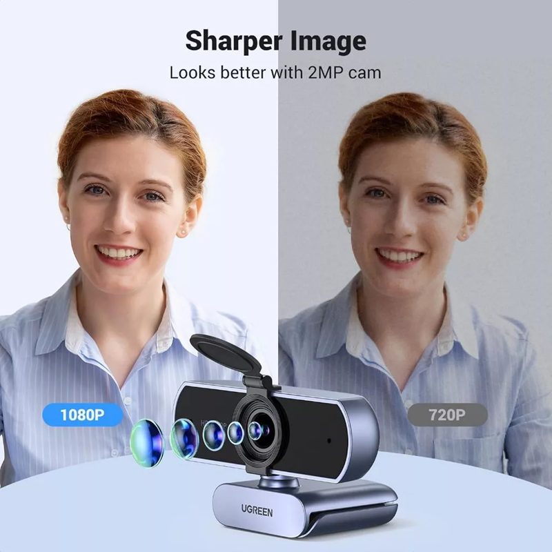 Webcam 2K@30Hz cho PC, Webcam Full HD 1080p/30fps, Tự động lấy nét Ugreen 25442 (4MP) cao cấp